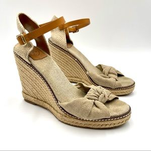 Tory Burch Knotted Bow Wedge Espadrille Wedges 8.5